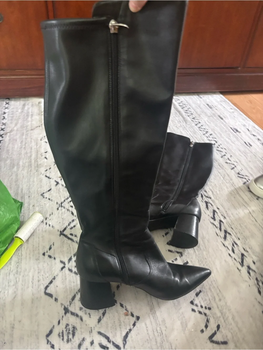 Marc Fisher Black Over-the-Knee Pointed Toe Block Heel Boots for Women